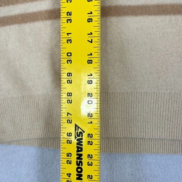 Vince Sweater Womens Small 100% Cashmere Mock Neck Cream Stripe Colorblock Boxy - Picture 6 of 11